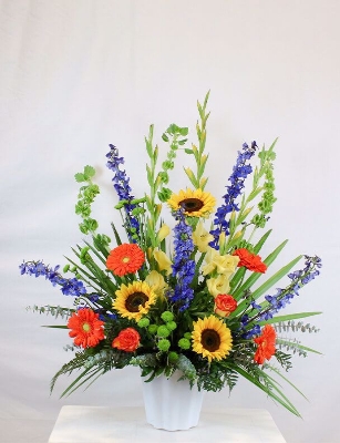 Show details for Drops of Sunshine Funeral Flower Vases and Baskets in Calgary Canada